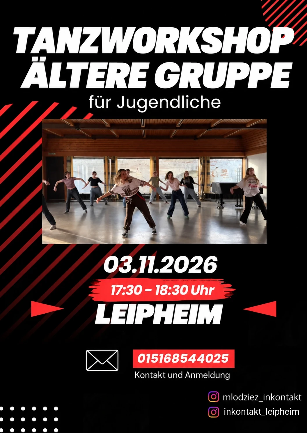 Flyer für die ältere Tanzgruppe am 3. November 2026