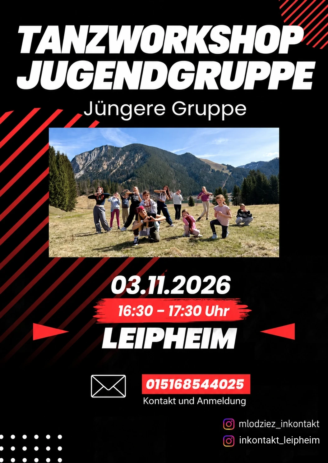 Flyer für die jüngere Tanzgruppe am 3. November 2026